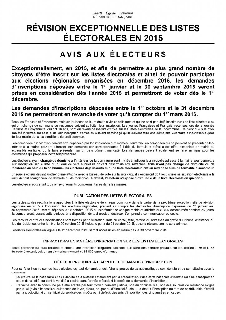 AVIS REVISION EXCEPTIONNELLE